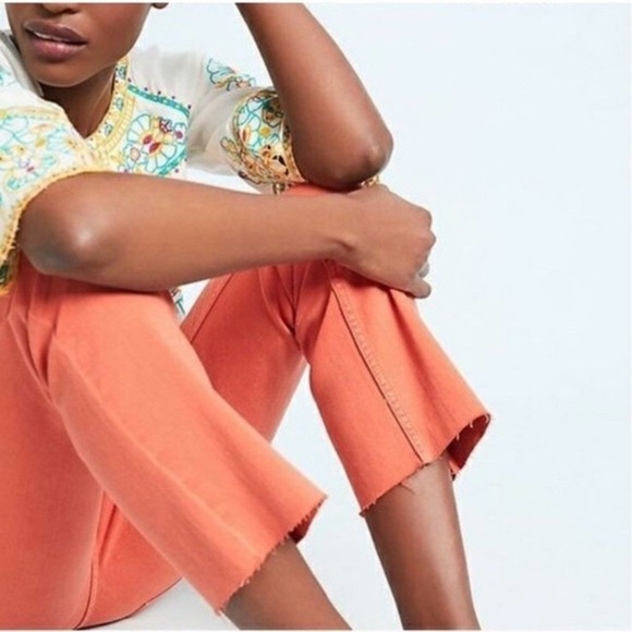 Anthropologie Pilcro Orange High Rise Bootcut Raw Hem Jeans Size 26 - Picture 2 of 9